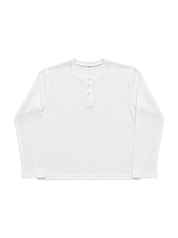 Henley White waffle knit
