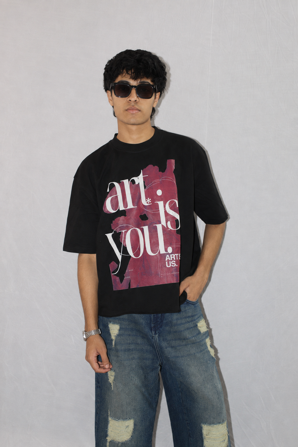 Black Boxy Fit Tshirt- THE ART