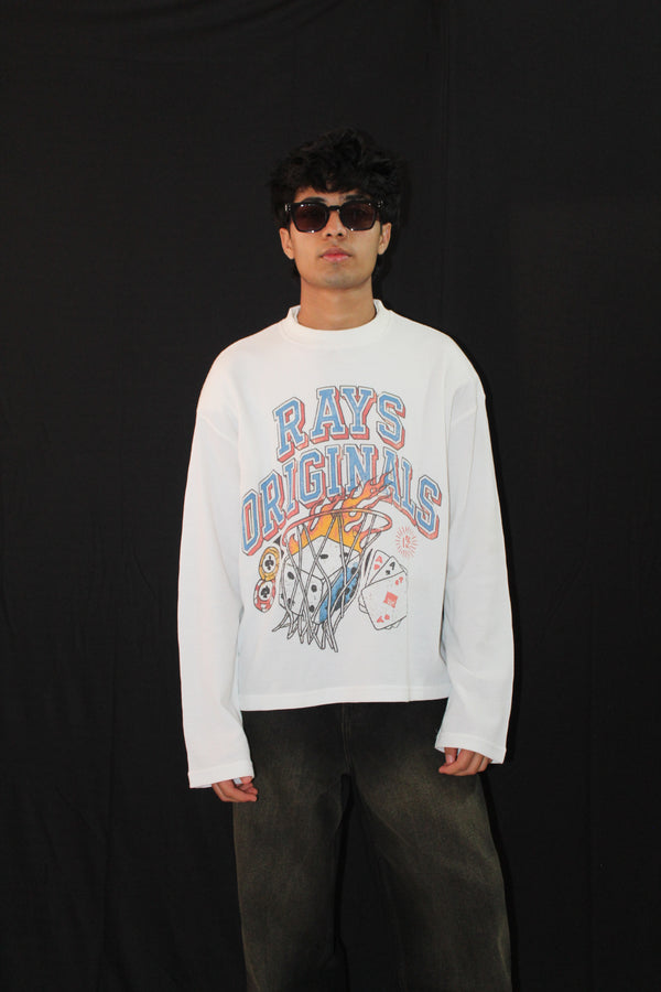 Off White Waffle Knit Full Sleeves Tshirt