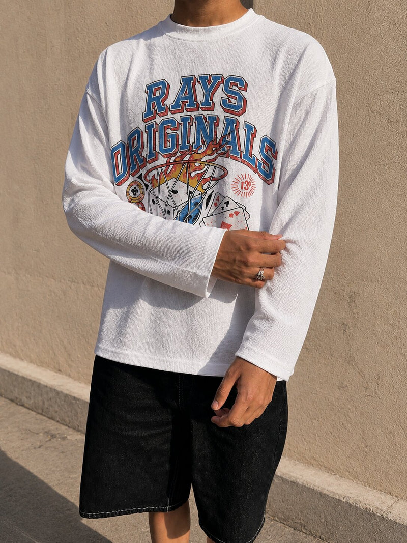 Off White Waffle Knit Full Sleeves Tshirt
