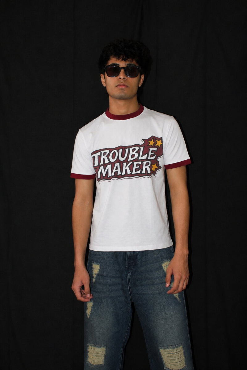RINGER TSHIRT -OFF WHITE AND MAROON alternate