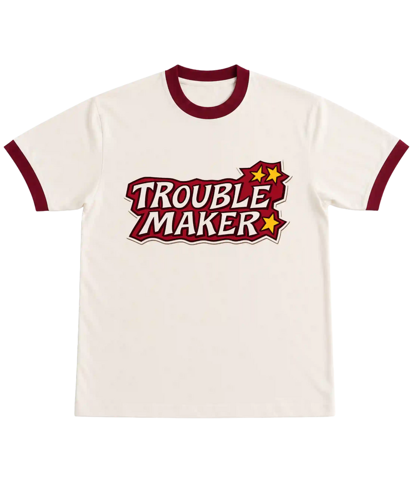 RINGER TSHIRT -OFF WHITE AND MAROON