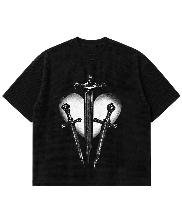 Black Waffle Knit Tshirt