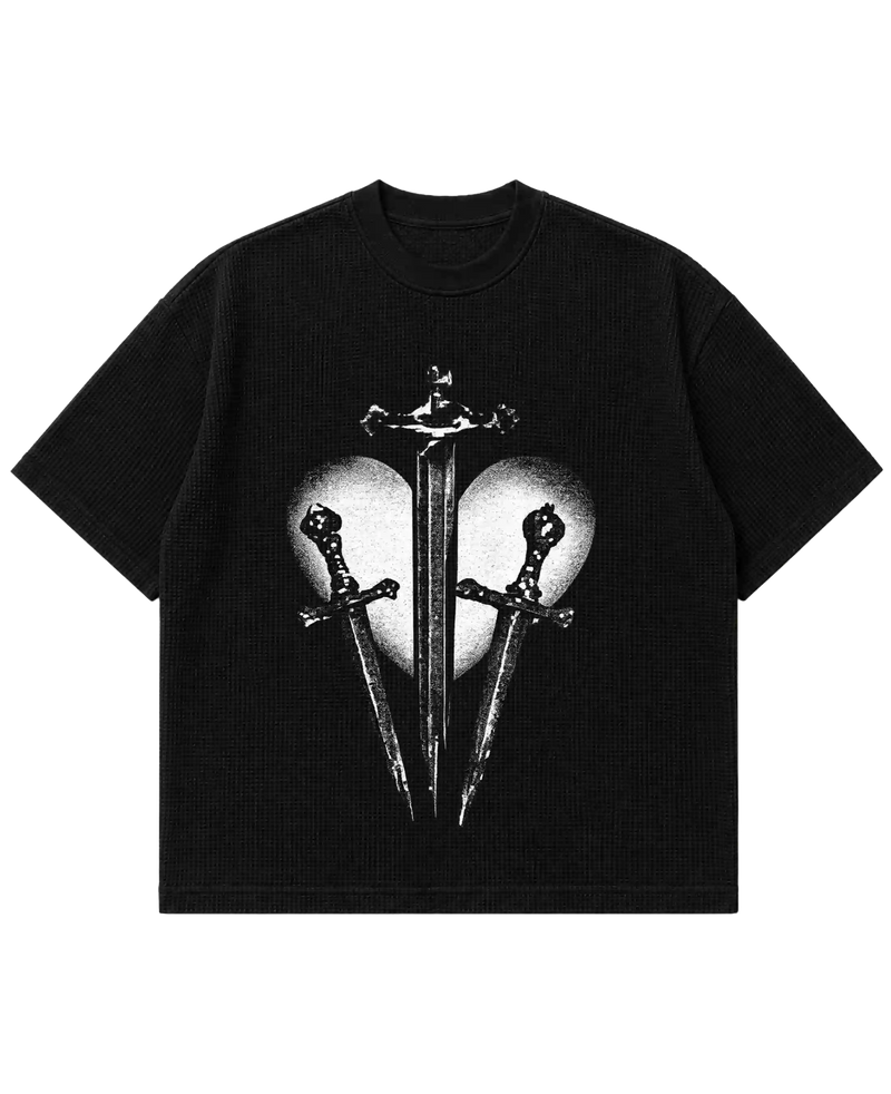 Black Waffle Knit Tshirt