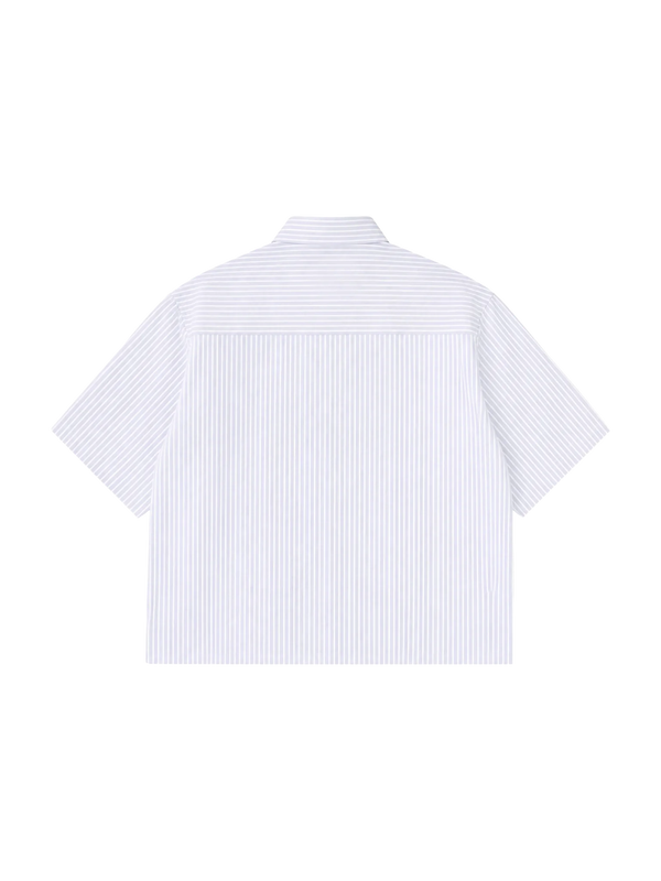 Blue Striped boxy vacation shirt alternate