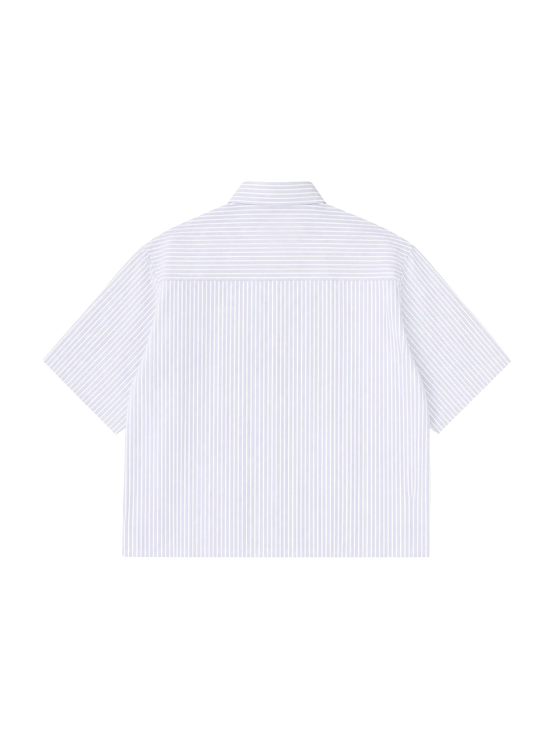 Blue Striped boxy vacation shirt alternate