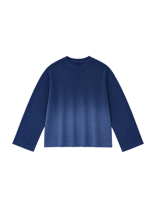 Blue Ombre Wash Waffle Knit Tshirt