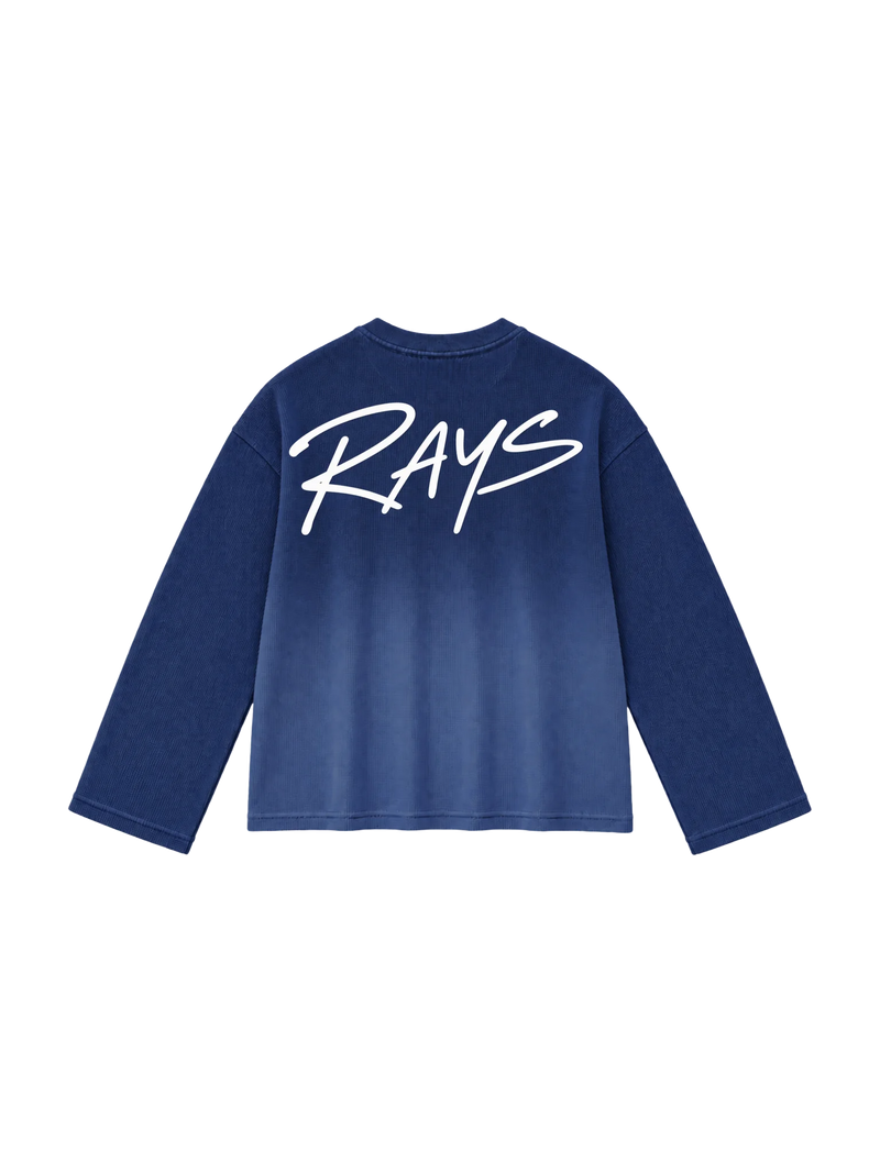 Blue Ombre Wash Waffle Knit tshirt