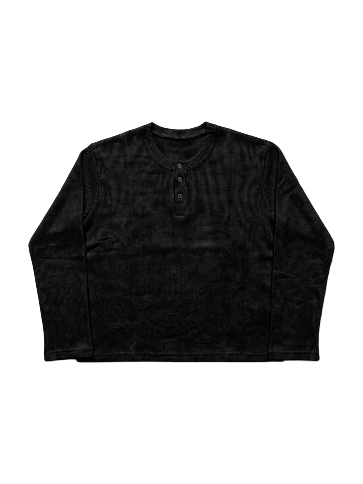 Henley Black Waffle Knit