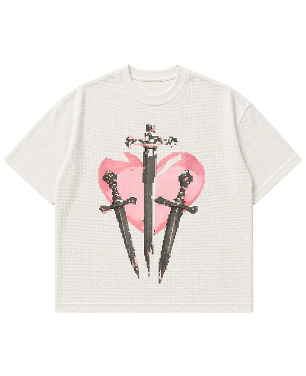 White Waffle Boxy Fit Tshirt