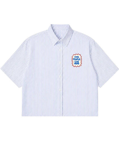 BLUE STRIPED BOXY SHIRT