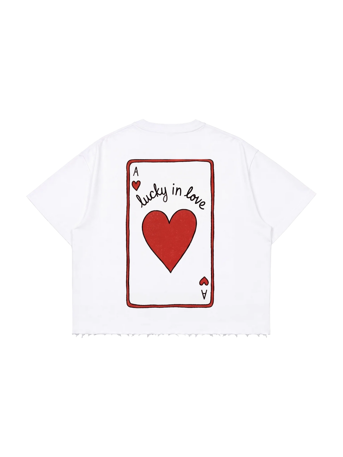 WHITE BOXY TSHIRT -THE LUCKIEST