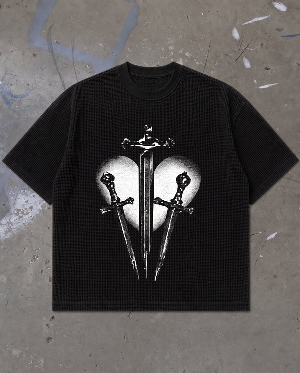Black Waffle Knit Tshirt