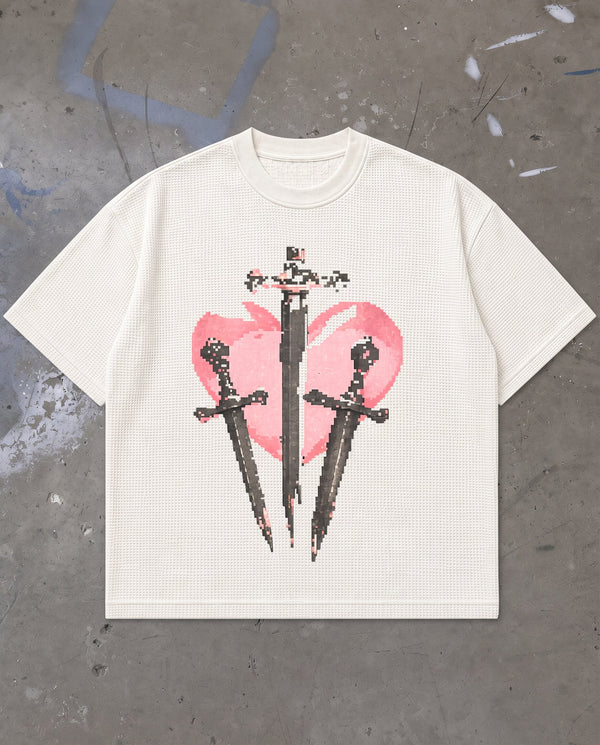 White Waffle Boxy Fit Tshirt