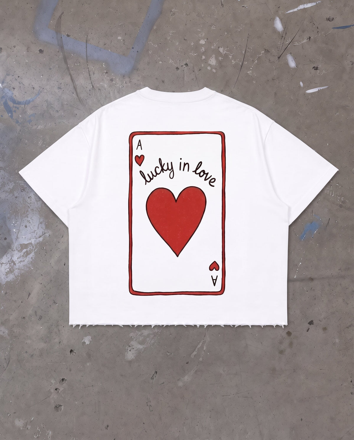 WHITE BOXY TSHIRT -THE LUCKIEST