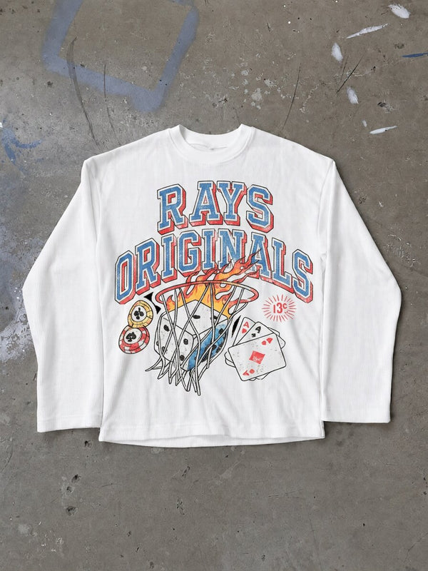 White Waffle Knit Full Sleeves Tshirt