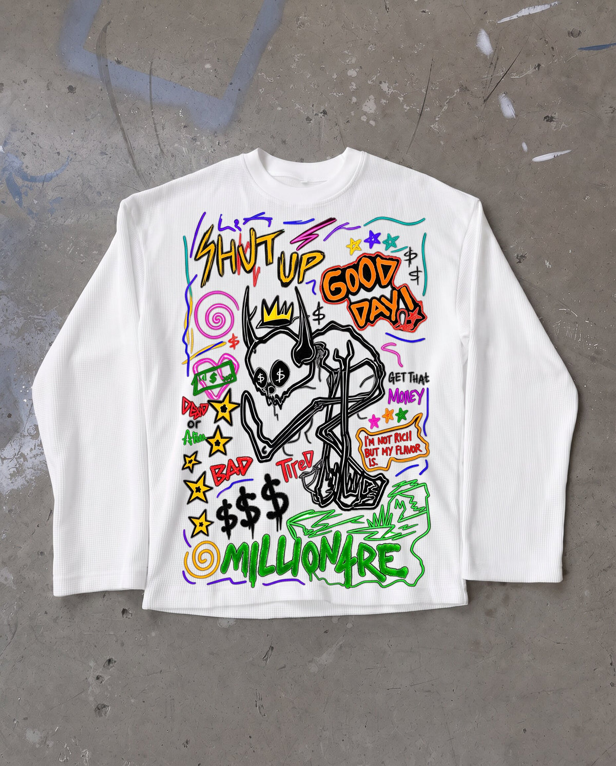 WHITE WAFFLE KNIT FULL SLEEVES THE ART