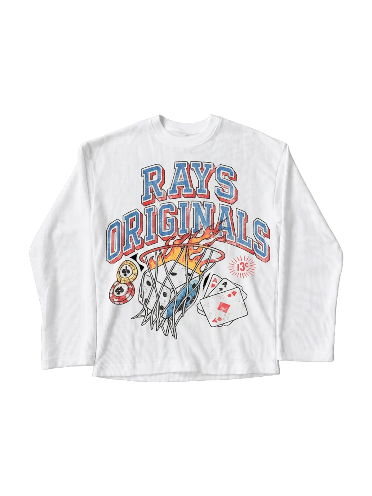 White Waffle Knit Full Sleeves Tshirt