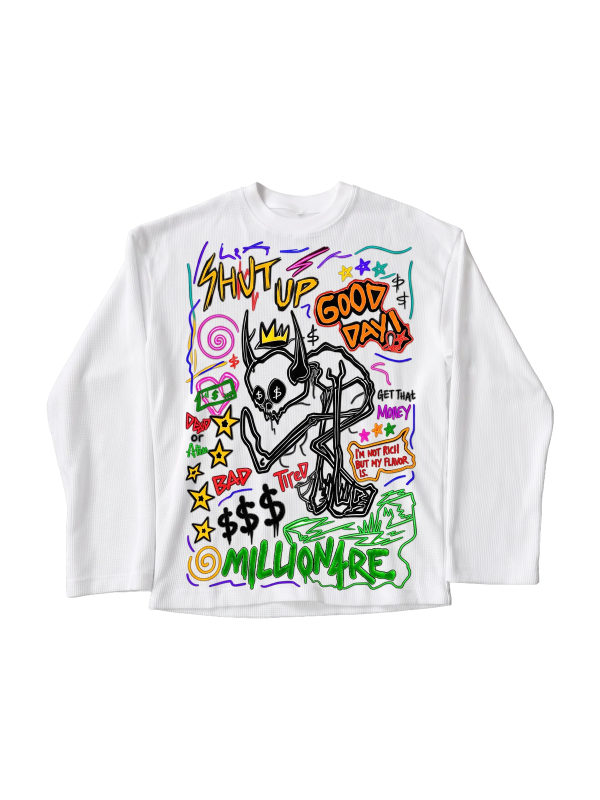 WHITE WAFFLE KNIT FULL SLEEVES THE ART