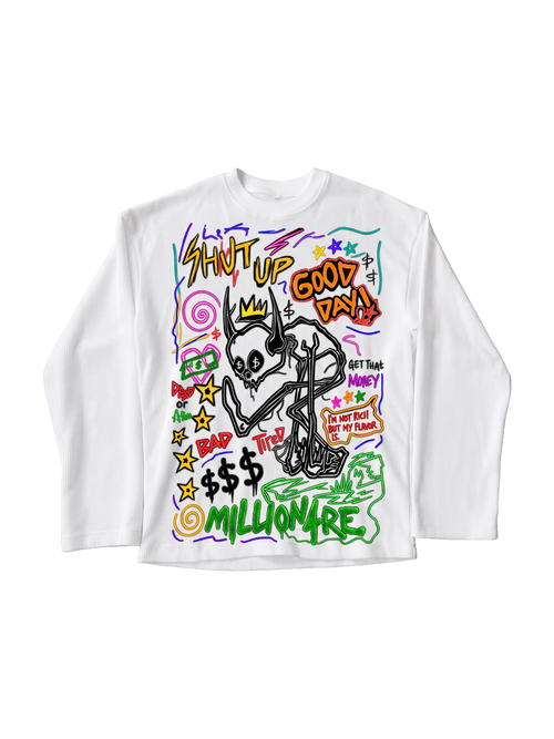 WHITE WAFFLE KNIT FULL SLEEVES THE ART