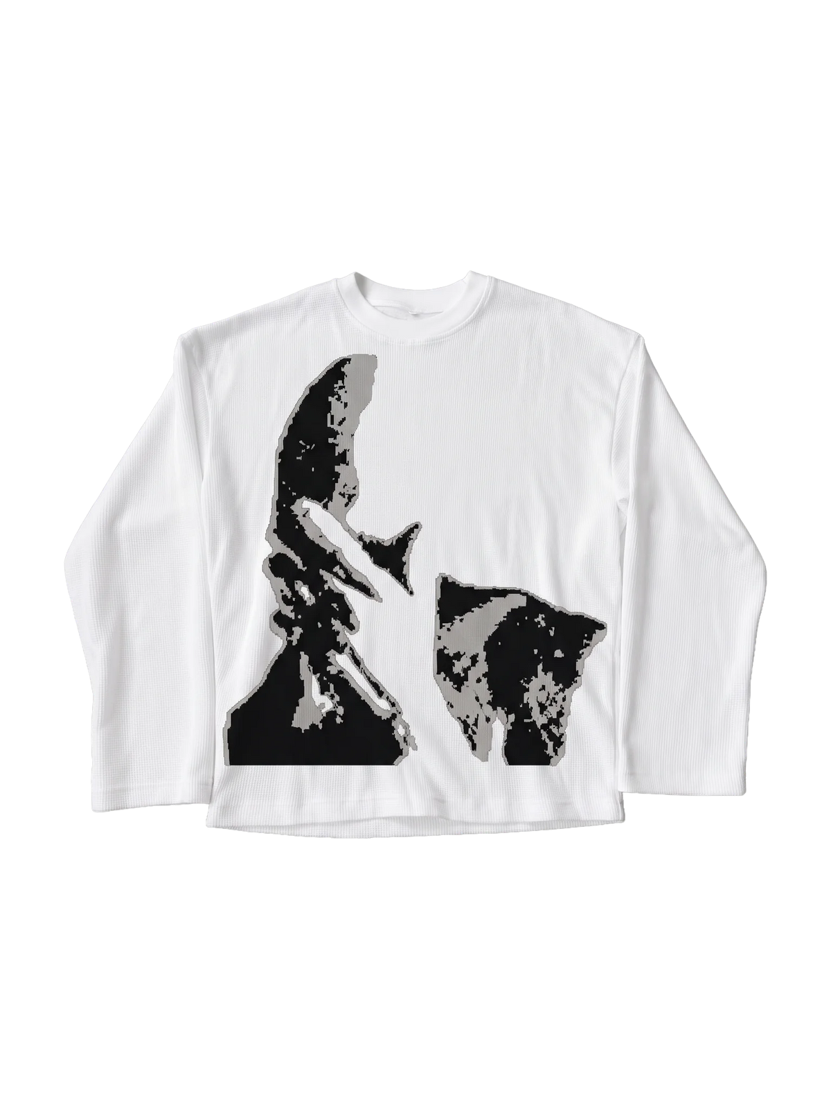 WHITE WAFFLE KNIT FULL SLEEVES TSHIRT -HEADLESS