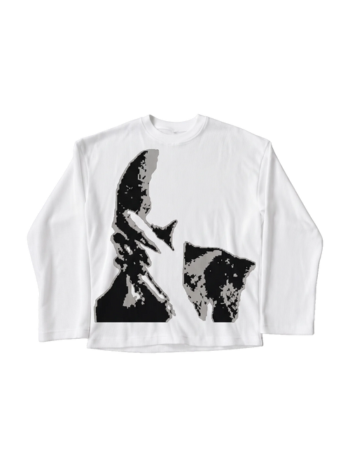 WHITE WAFFLE KNIT FULL SLEEVES TSHIRT -HEADLESS