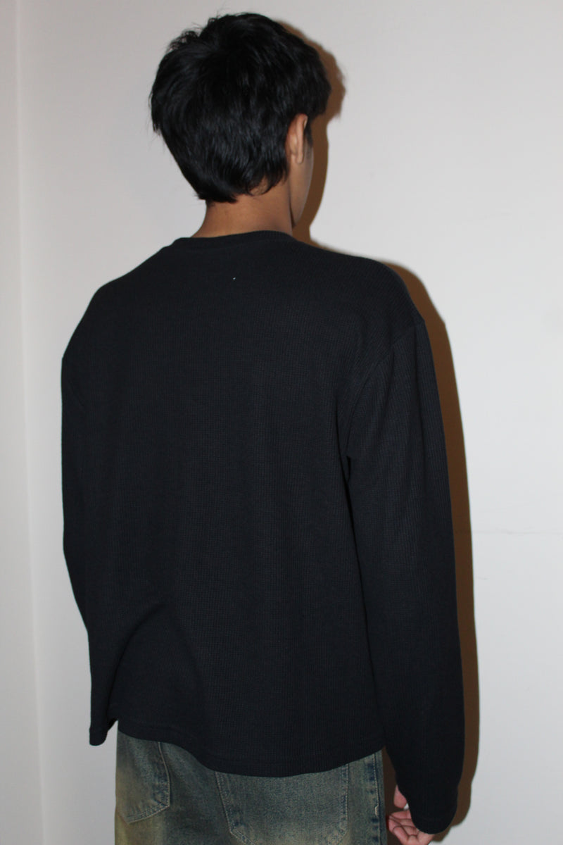 Henley -BLACK WAFFLE KNIT alternate
