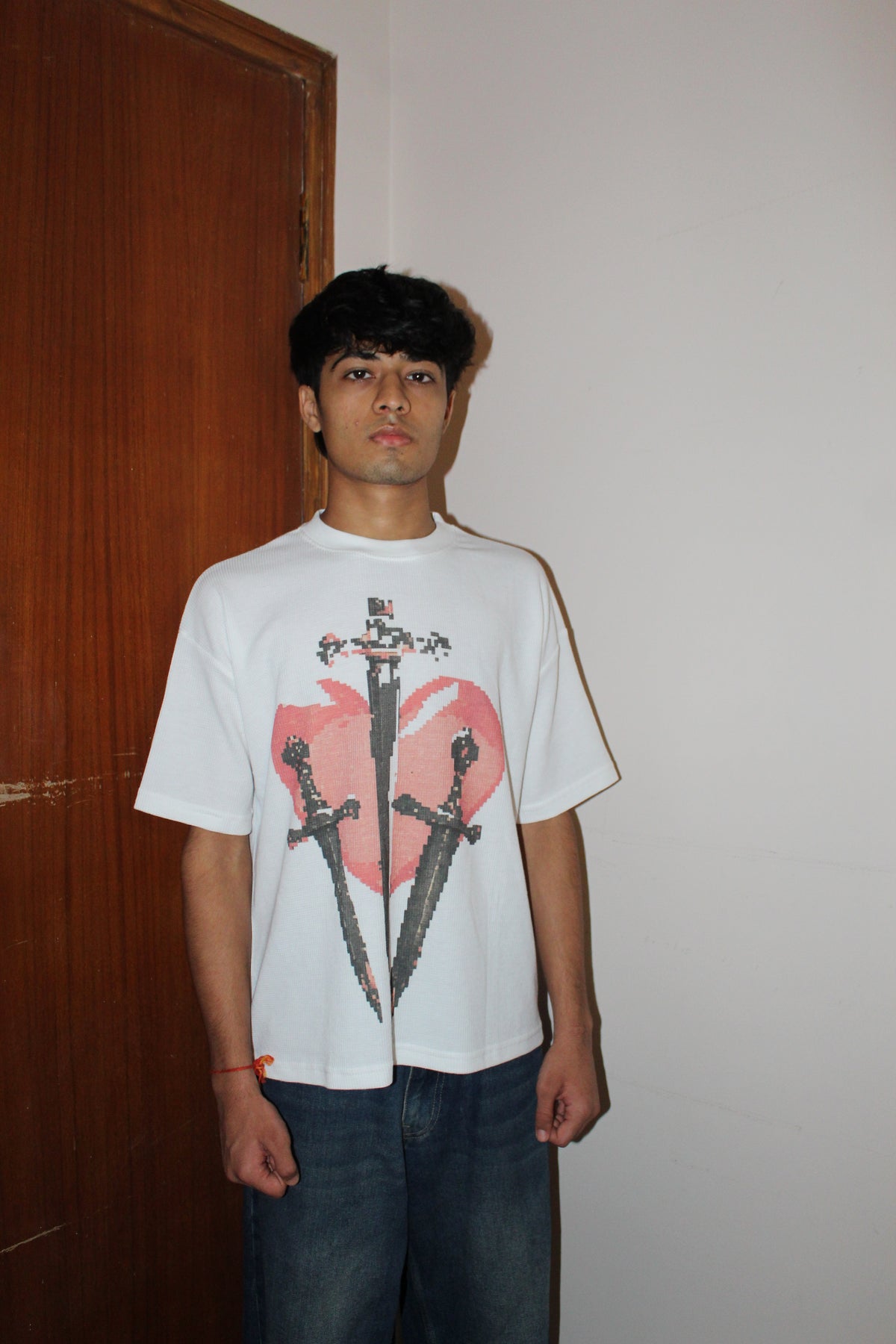 White Waffle Boxy Fit Tshirt