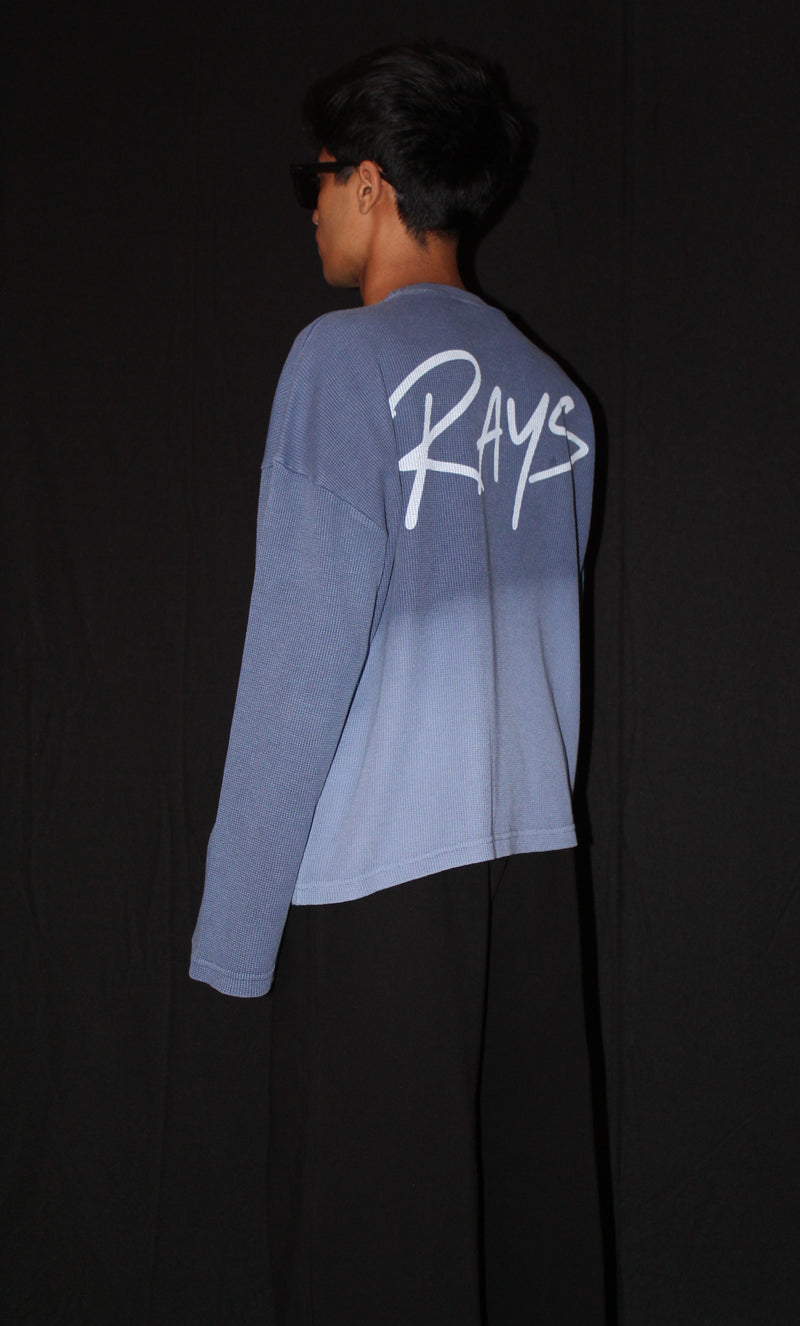 Blue Ombre Wash Waffle Knit tshirt alternate