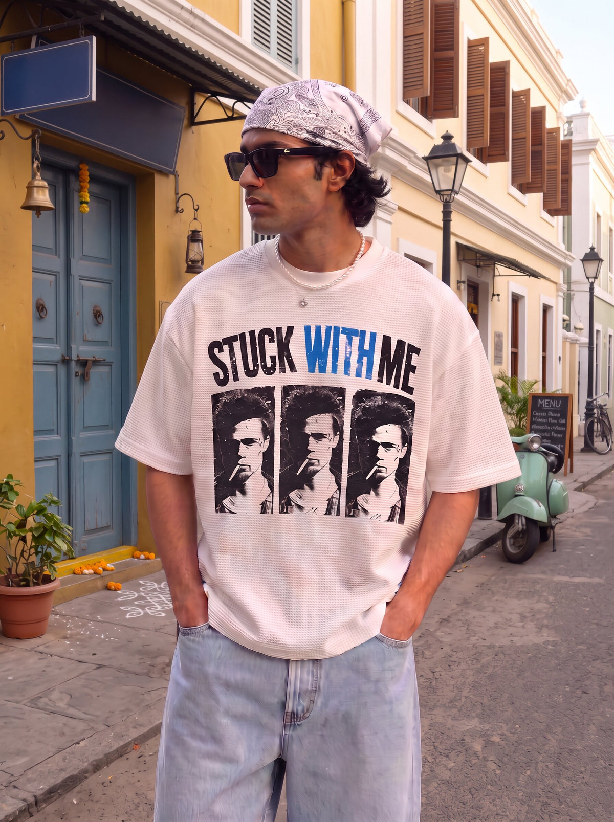 WHITE WAFFLE KNIT TSHIRT