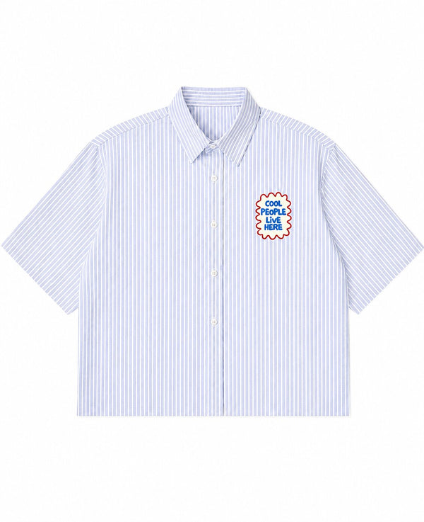 BLUE STRIPED BOXY SHIRT alternate