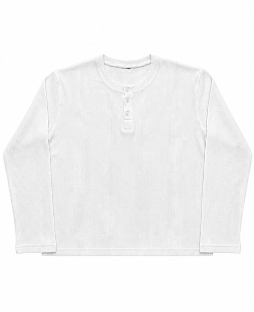 Henley White waffle knit