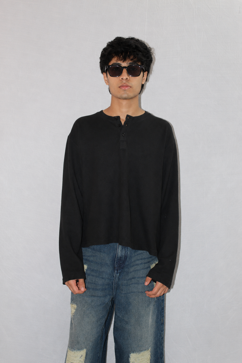 Henley Black Waffle Knit alternate