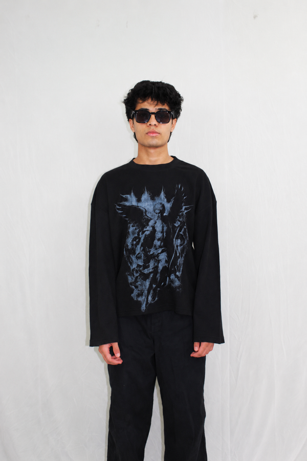 Black Waffle Knit Full sleeves Tshirt alternate