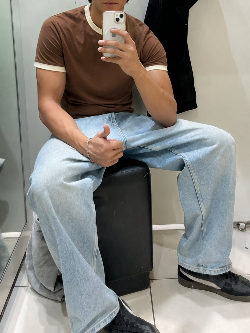 Brown Ringer Tshirt