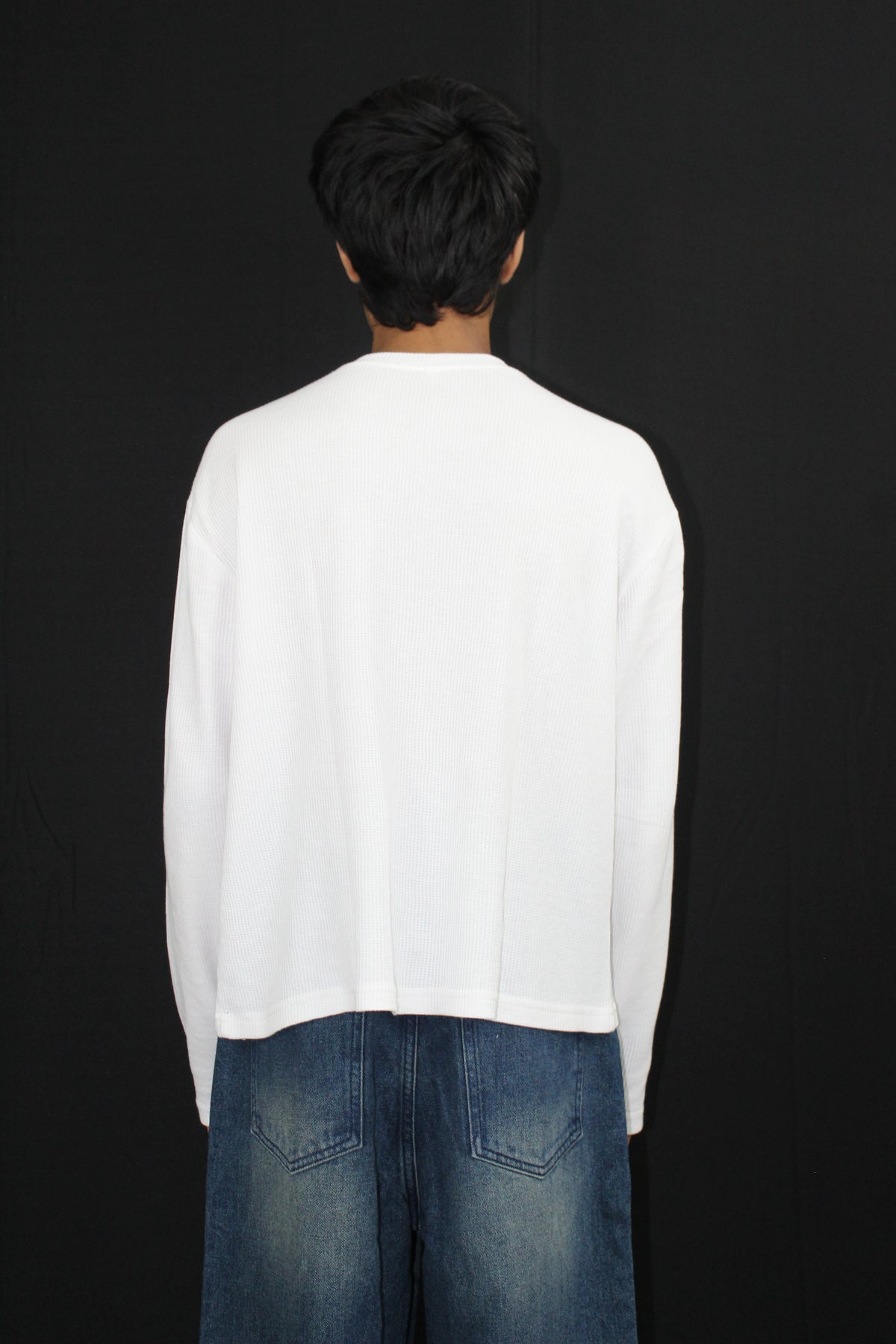 Henley White waffle knit