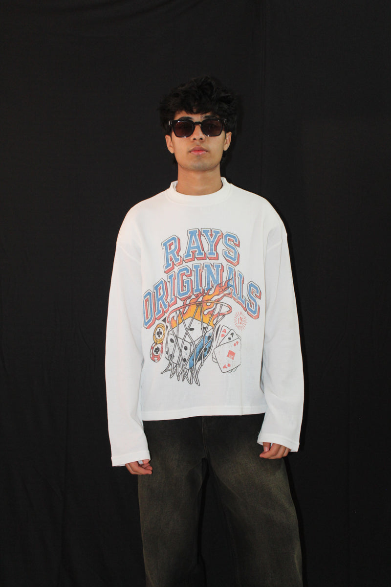 Off White Waffle Knit Full Sleeves Tshirt alternate