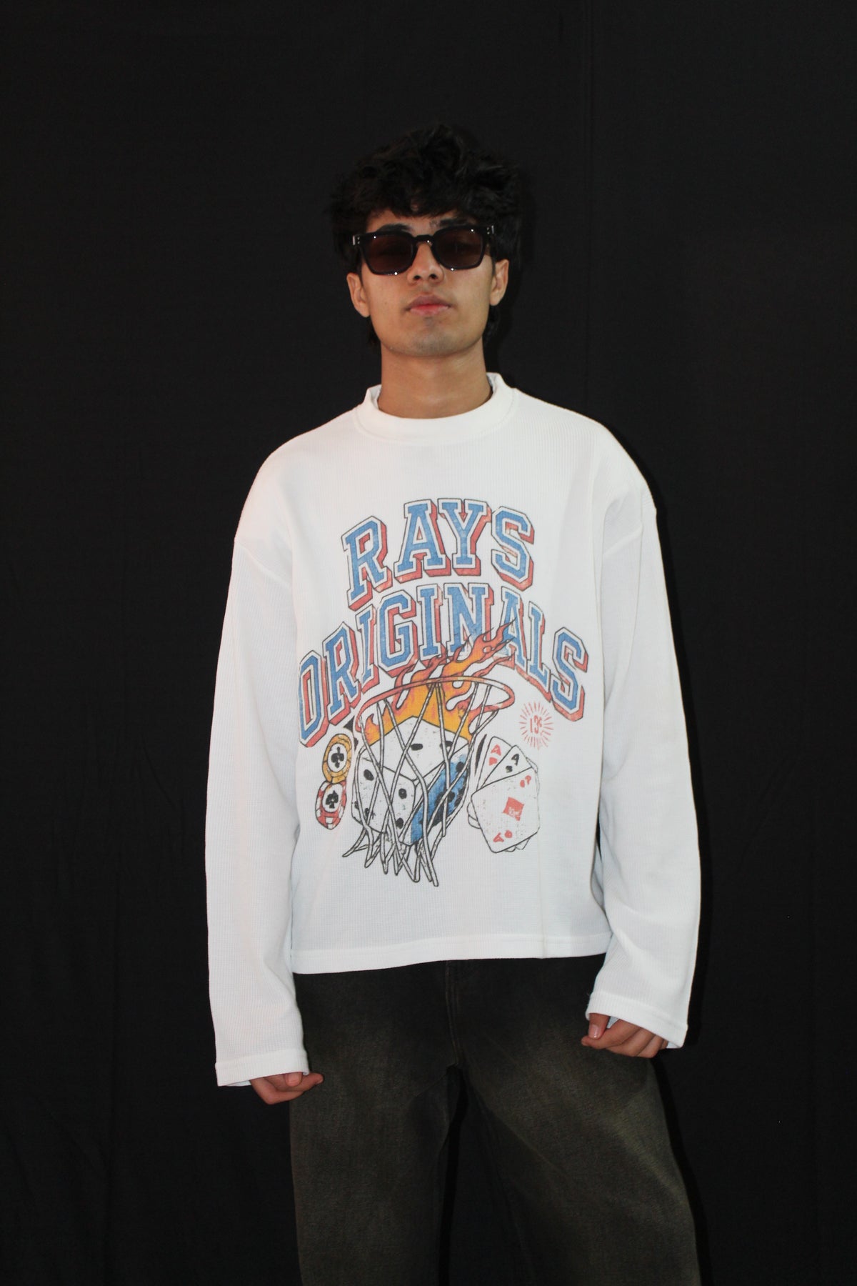 Off White Waffle Knit Full Sleeves Tshirt
