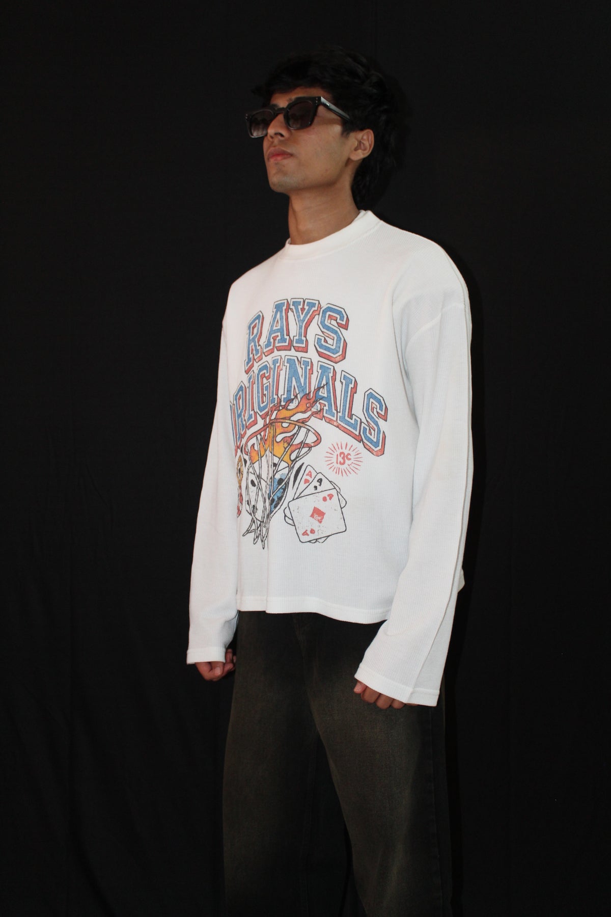 Off White Waffle Knit Full Sleeves Tshirt
