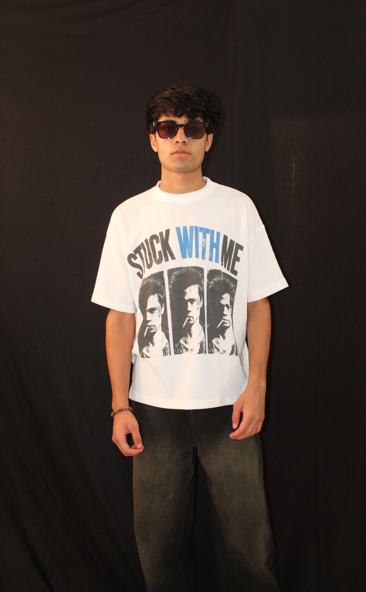 WHITE WAFFLE KNIT TSHIRT
