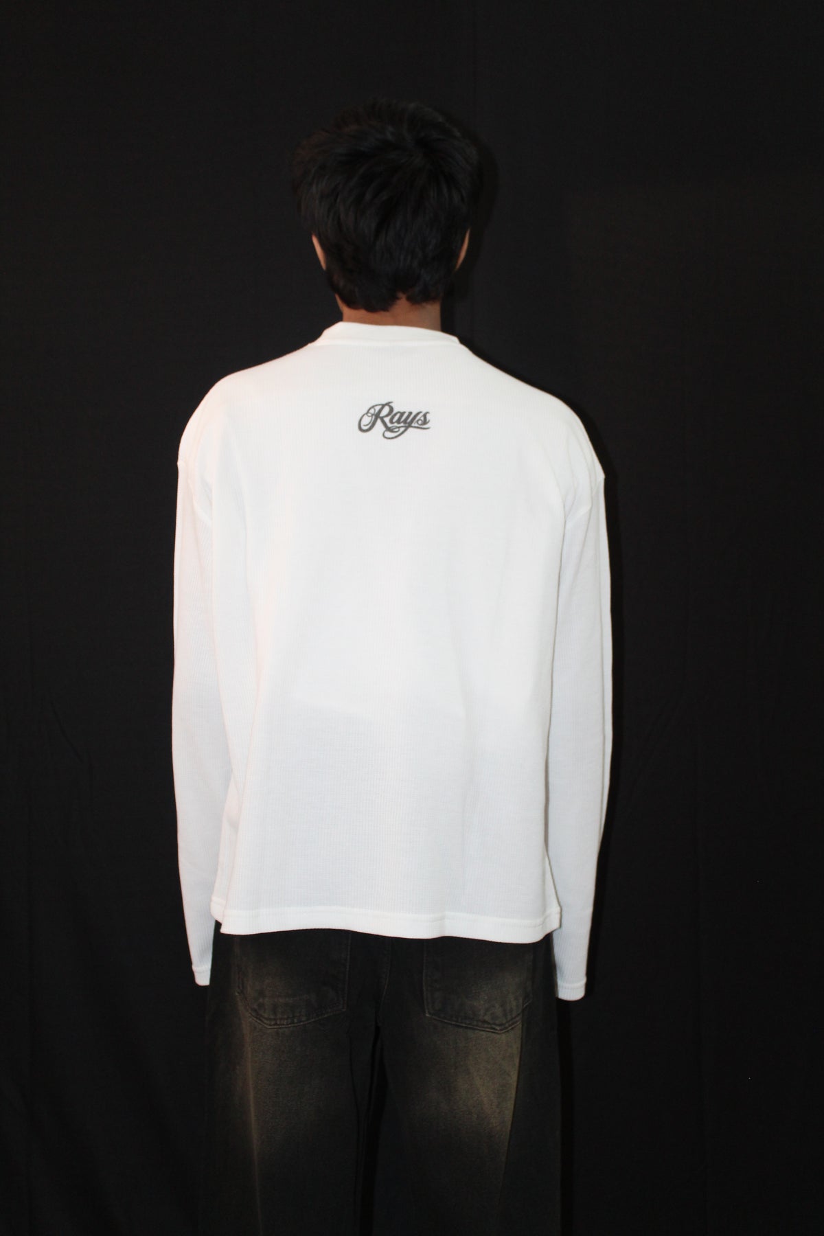 WHITE WAFFLE KNIT FULL SLEEVES TSHIRT -HEADLESS